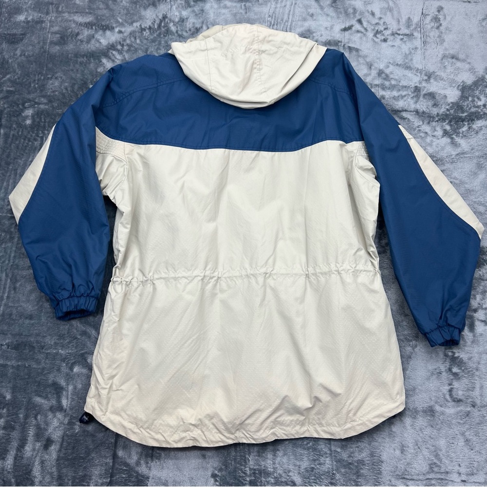 Columbia Women's Medium Tan Blue Lightweight Hooded Jacket Coat Full Zip EUC - Picture 9 of 13